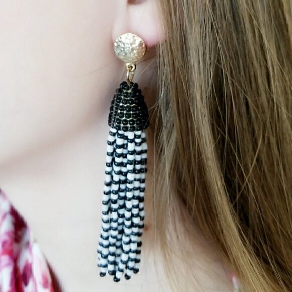 Black & White tassel earrings - Picture 1 of 3